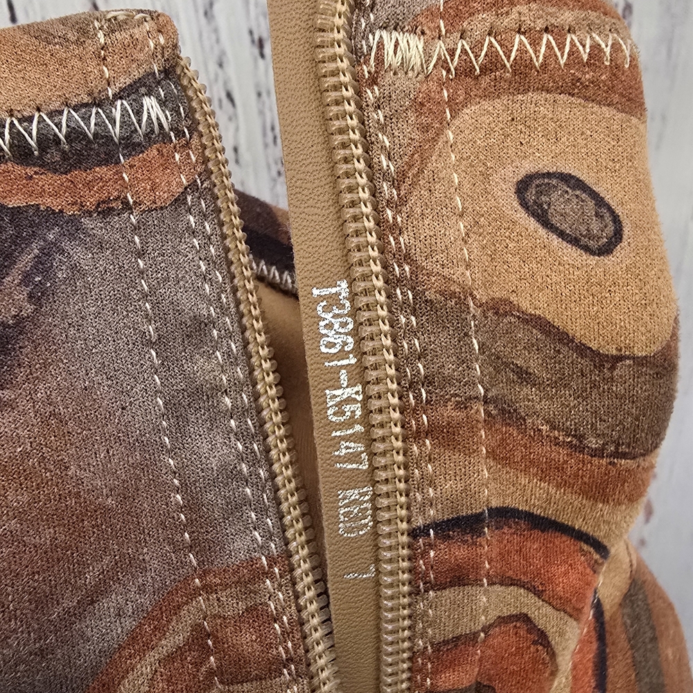 Abstract Patterned Brown Ankle Boots - image 2